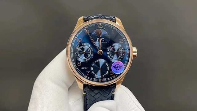 IWC Schaffhausen Watches Moonphase Perpetual Calendar Leather Strap Watch product detail image 8