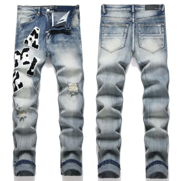 Gallery Dept x Amiri-Style Distressed Patchwork Jeans Blue - 1