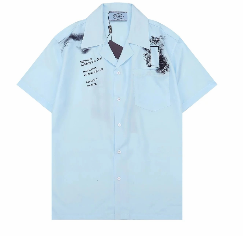 Prada Shirts Short-Sleeve Camp-Collar Logo Shirt image 15