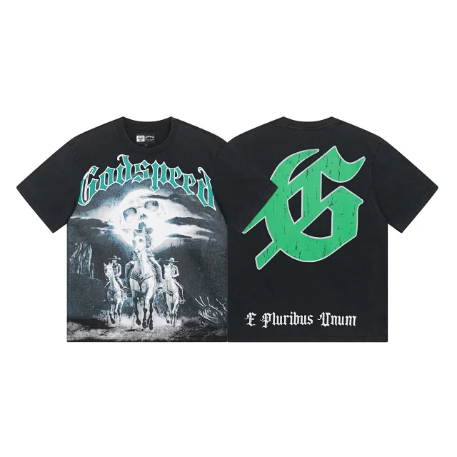 Godspeed T-Shirts Vintage-washed graphic print crew-neck product detail image 13