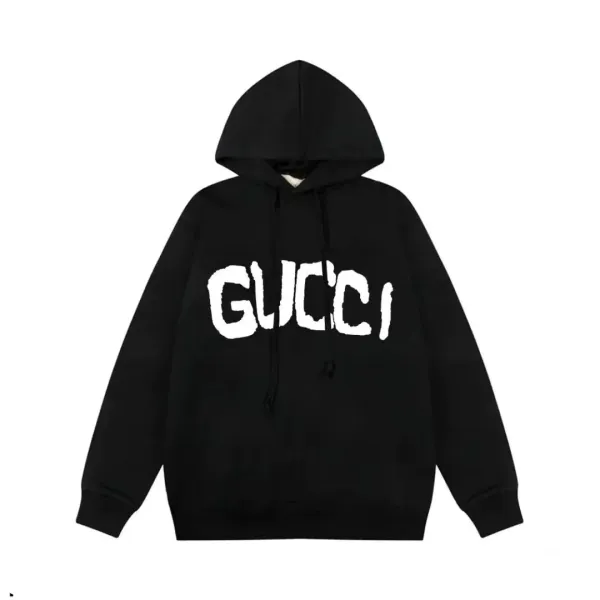 Gucci Distressed Logo Black Hoodie - 1