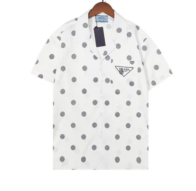 Prada Shirts Short-Sleeve Camp-Collar Logo Shirt — 21