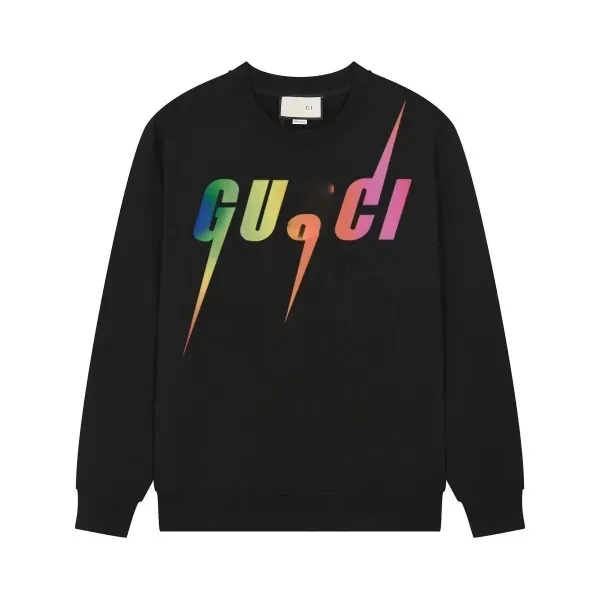 Gucci Rainbow Lightning Logo Black Sweatshirt - 1