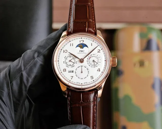 IWC Schaffhausen Watches Moonphase Perpetual Calendar Leather Strap Watch product detail image 2