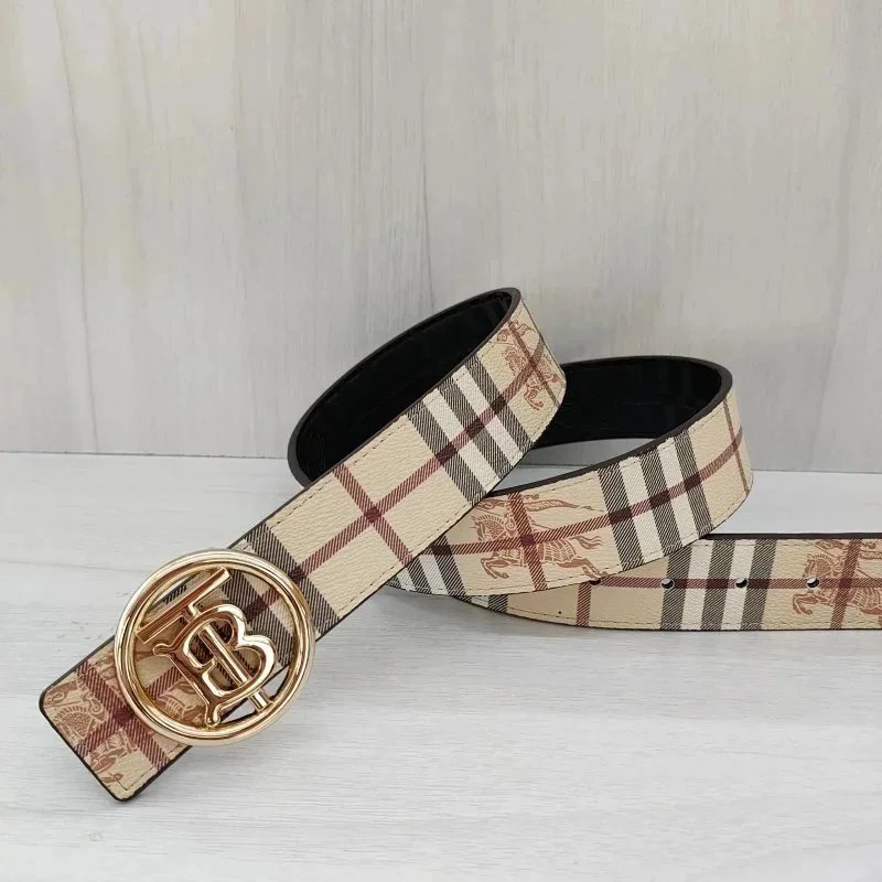 Burberry Belts Check-pattern belt with TB monogram buckle — 02