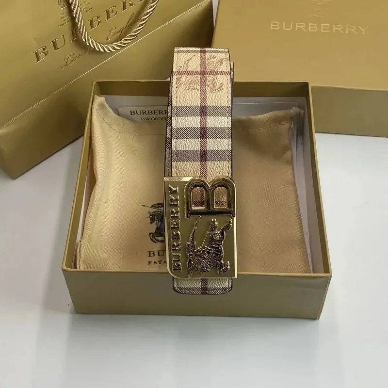 Burberry Belts Check-pattern belt with TB monogram buckle — 29