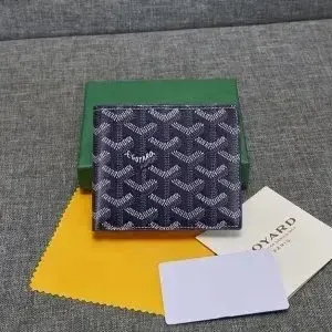 Goyard Saint Louis Mini Wallet Navy Blue Chevron Pattern Short Wallet - 1