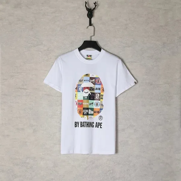 A Bathing Ape Patchwork Ape Head Graphic T-Shirt White - 1