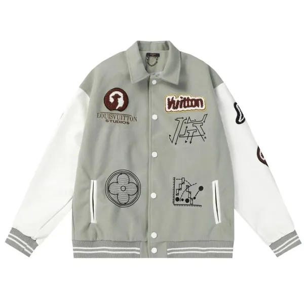 Louis Vuitton x Takashi Murakami Monogram Flower Face Varsity Jacket Light Blue - 8