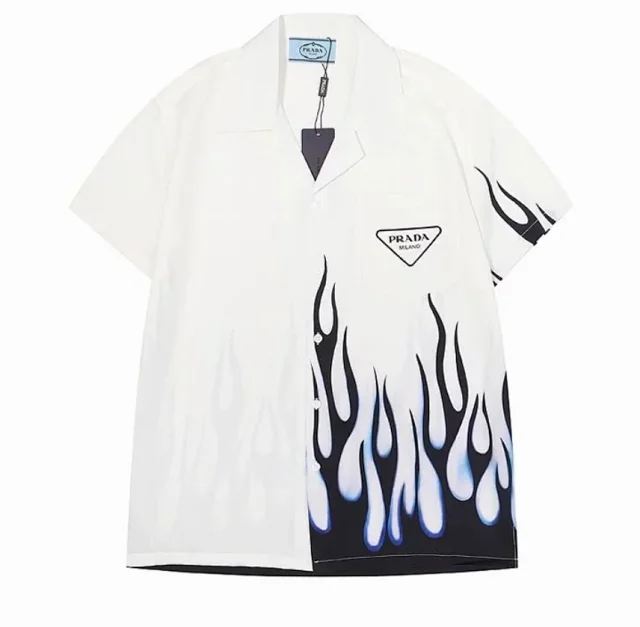 Prada Shirts Short-Sleeve Camp-Collar Logo Shirt product detail image 6