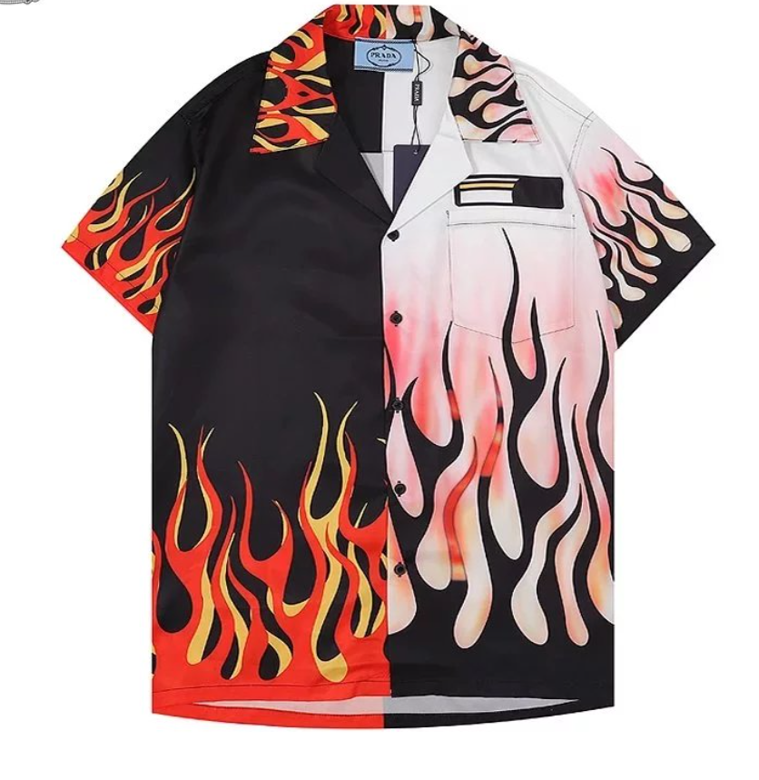 Prada Shirts Short-Sleeve Camp-Collar Logo Shirt — 15