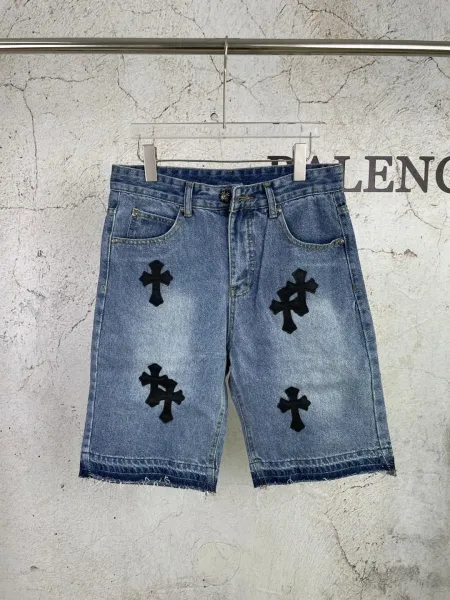 Chrome Hearts Cross-Embroidered Denim Shorts Blue - 8