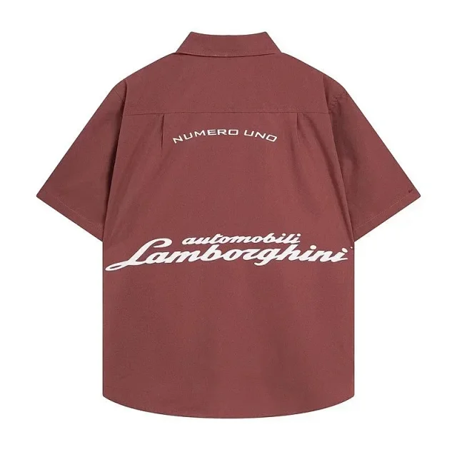 Rhude Shirts Short-Sleeve Button-Up Shirt with Automotive Graphic Print product detail image 8