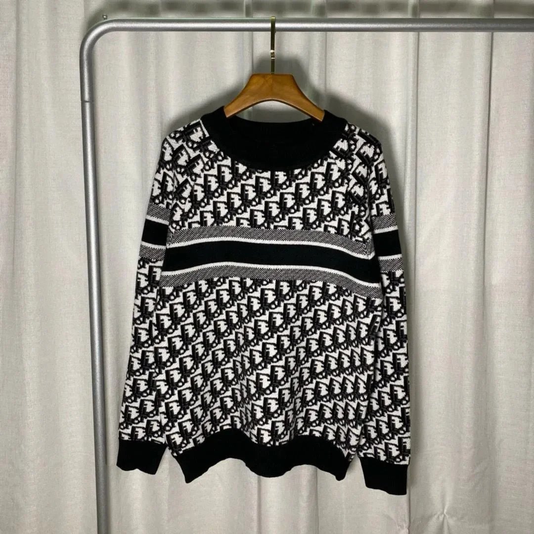 Design Striped Knit Sweater Black - 4