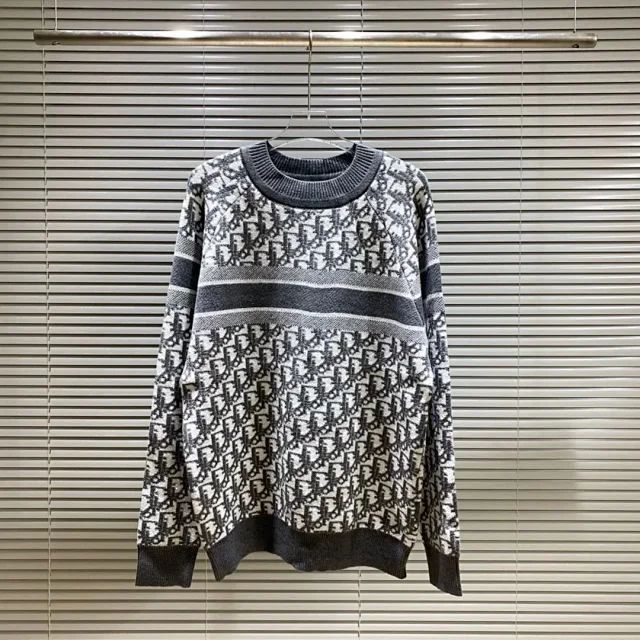 Dior Knitwear Logo knit sweater with striped cuffs product detail image 6