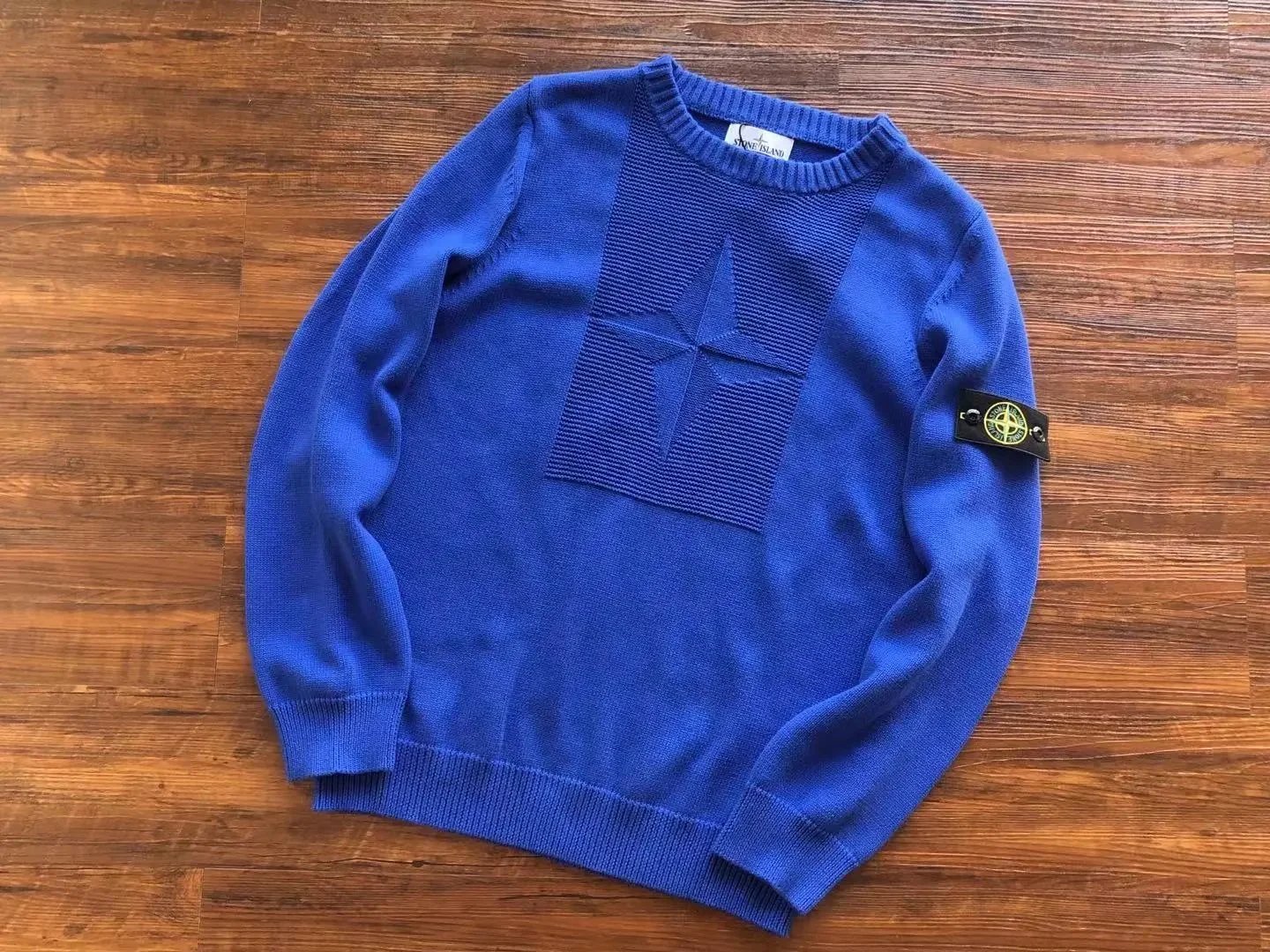 Stone Island Knitwear Crewneck knit sweater with Compass badge sleeve patch — 36