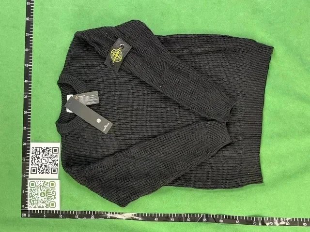 Stone Island Knitwear ST-C 010 ribbed knit sweater with compass sleeve badge image 2