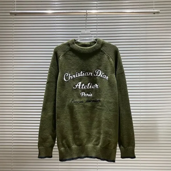 Dior Atelier Paris Olive Green Embroidered Sweater - 1
