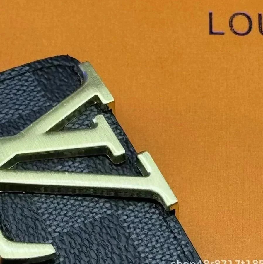 Louis Vuitton Belts LV Initiales buckle with Monogram-pattern strap — Black Hag gold buckle