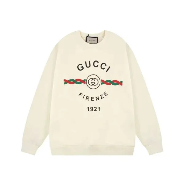 Gucci Vintage Logo Print Beige Hoodie - 1