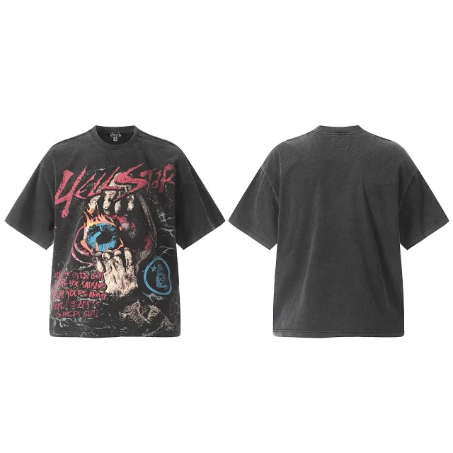 Hellstar T-Shirts Washed Graphic Print product detail image 5
