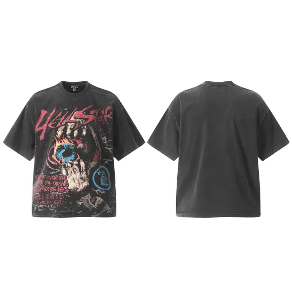 Hellstar Control It Graphic Print Beige T-Shirt - 6