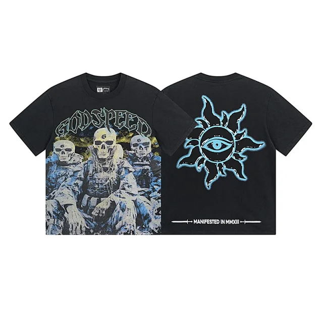Godspeed T-Shirts Vintage-washed graphic print crew-neck product detail image 9