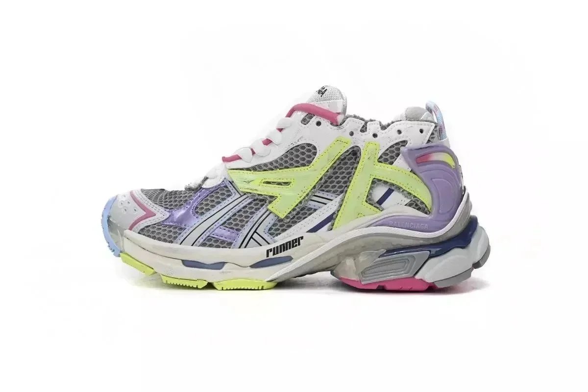 Unbranded Sneakers Chunky mesh running-style — White Yellow Purple