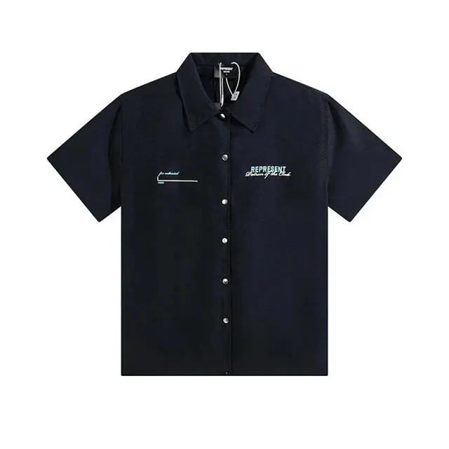 Represent Shirts Short-Sleeve Button-Up Shirt with Embroidered Logo product detail image 4