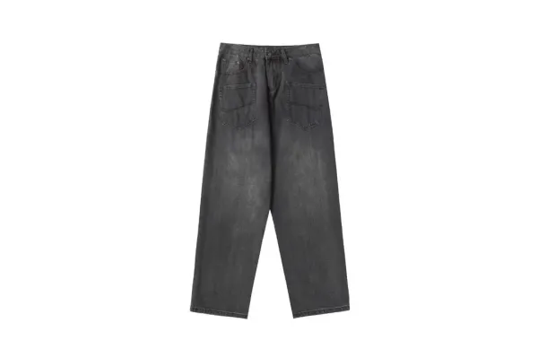 Balenciaga Distressed Logo Print Wide-Leg Jeans - 8