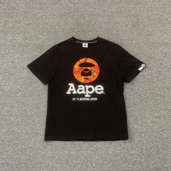 A Bathing Ape Aape Flame Logo Black T-Shirt - 1