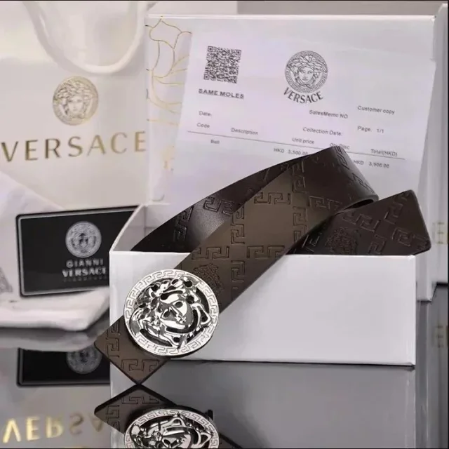 Versace Belts K4-02273 Medusa buckle embossed leather belt product detail image 2