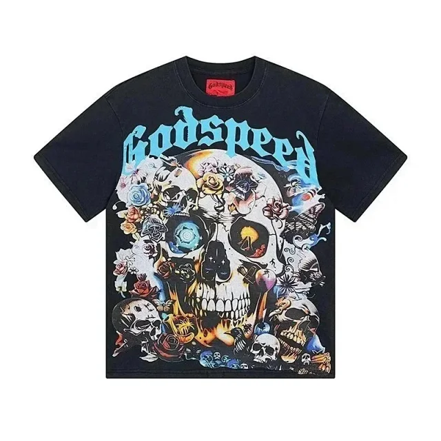 Godspeed T-Shirts Washed distressed graphic short-sleeve T-shirt product detail image 6
