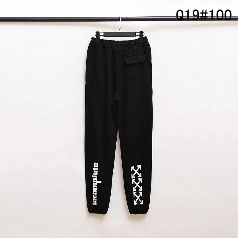Off-White Trousers Elastic-Waist Jogger Sweatpants with Diagonal Leg Graphics — 11