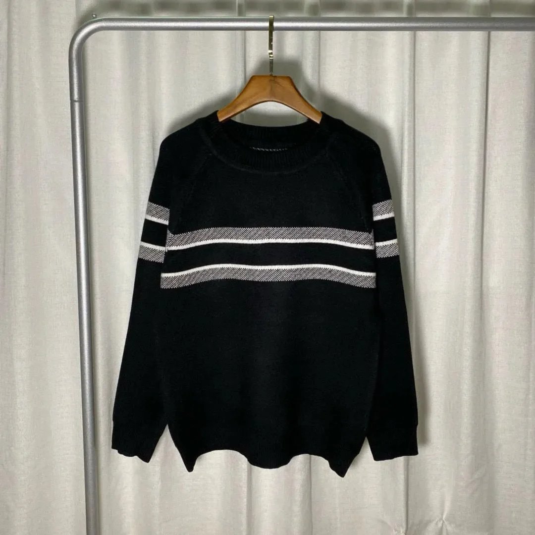 Design Striped Knit Sweater Black - 1