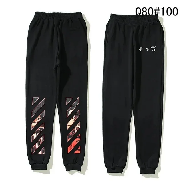 Off-White Trousers Elastic-Waist Jogger Sweatpants with Diagonal Leg Graphics product detail image 6