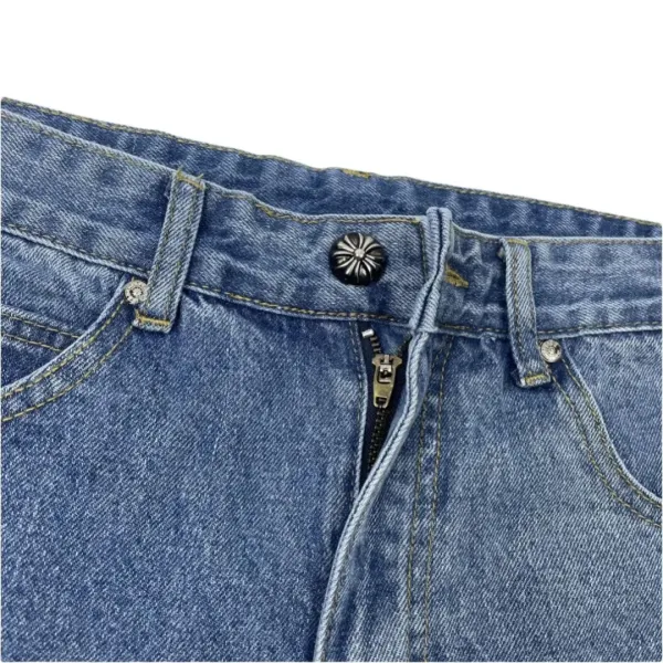 Chrome Hearts Cross-Embroidered Denim Shorts Blue - 4