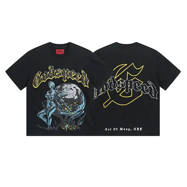 Godspeed T-Shirts Vintage-washed graphic print crew-neck product detail image 19