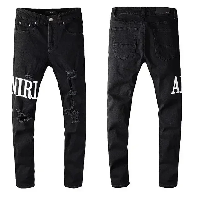 Amiri Distressed printed denim jeans product detail image 4