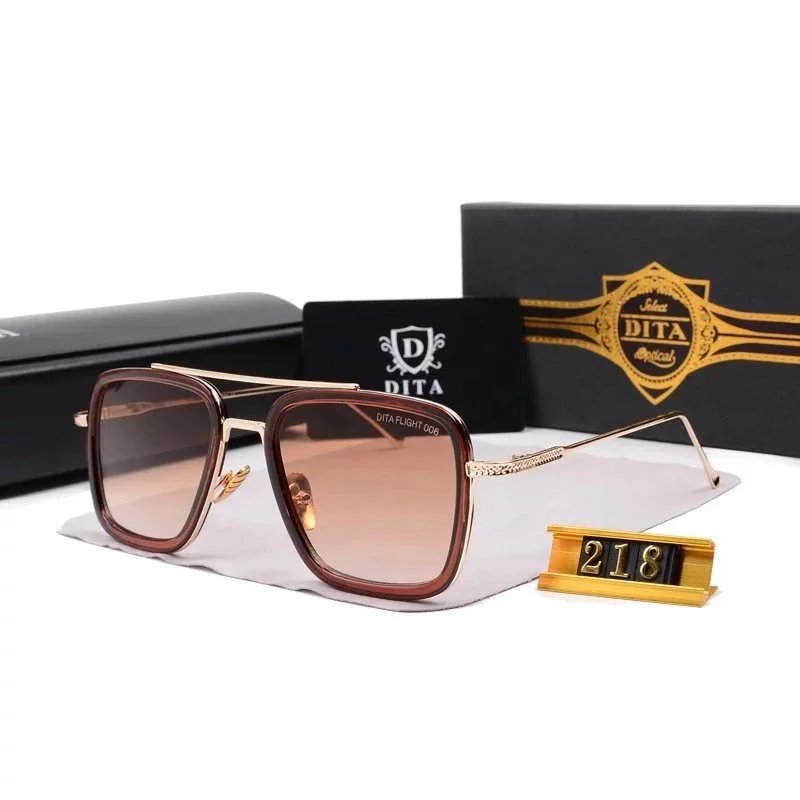 DITA Aviator Gold-Trim Black Sunglasses - 8