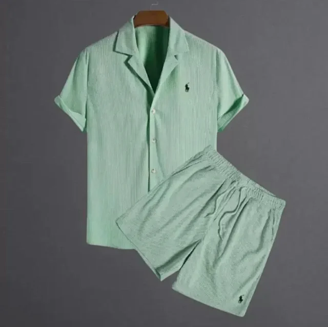 Ralph Lauren Matching Sets Short-Sleeve Button-Up Shirt and Elastic-Waist Shorts Set product detail image 2