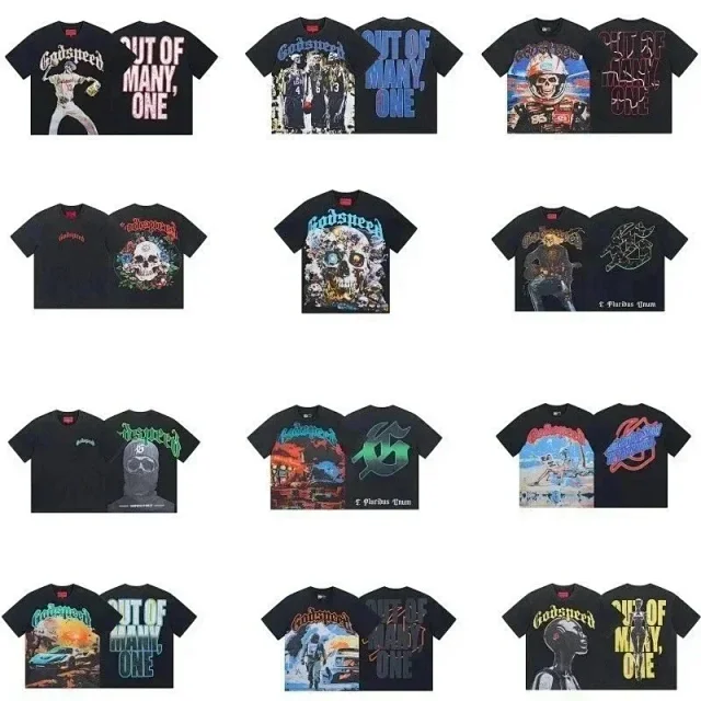 Godspeed T-Shirts Washed distressed graphic short-sleeve T-shirt product detail image 5