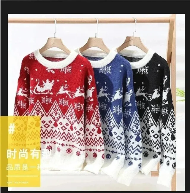 Unbranded Knitwear Crew Neck Christmas Reindeer Fair Isle Sweater product detail image 2