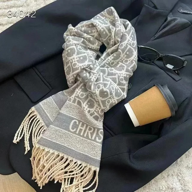Dior Scarves Oblique monogram fringed scarf product detail image 3