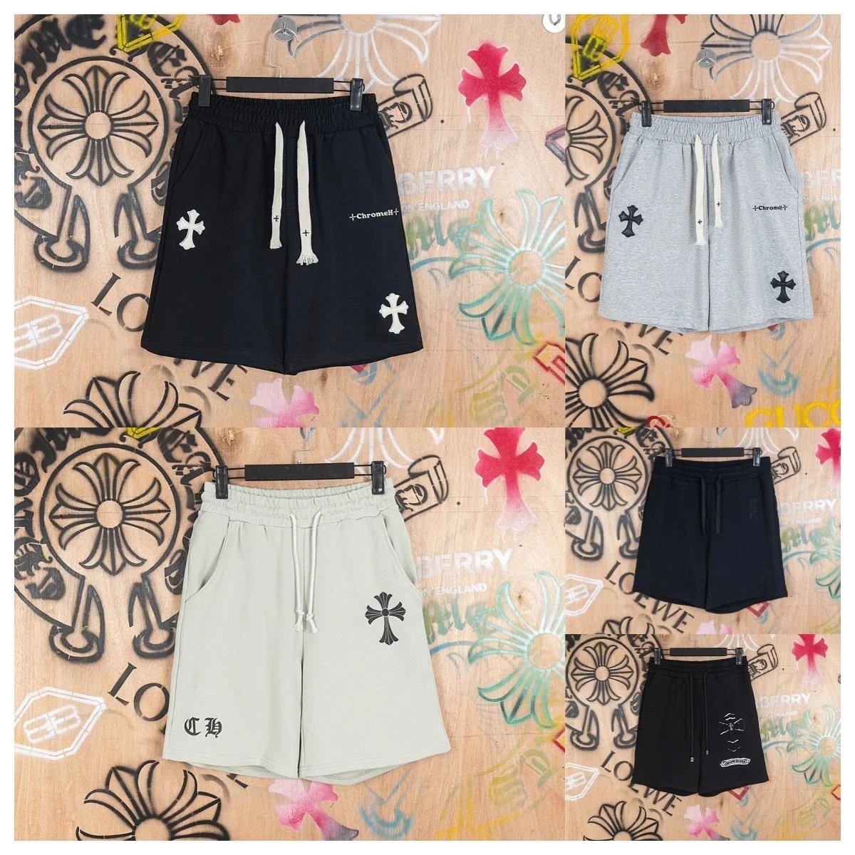 Chrome Hearts Black Cross Print Shorts