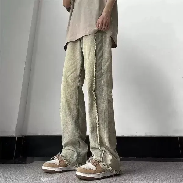 Gallery Dept x Unknown Distressed Wide-Leg Pants in Olive Green - 1