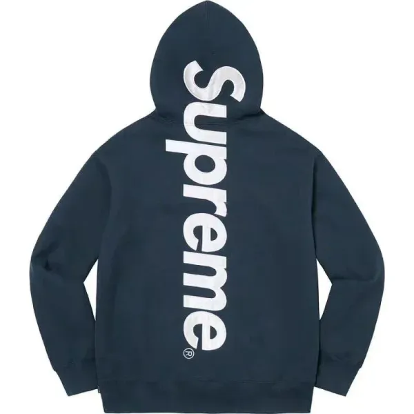 Supreme Vertical Logo Hoodie Navy - 1