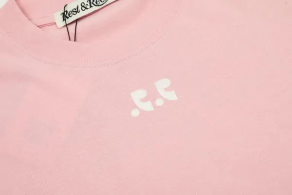 Rest & Recreation Logo Embroidered Pink T-Shirt - 5