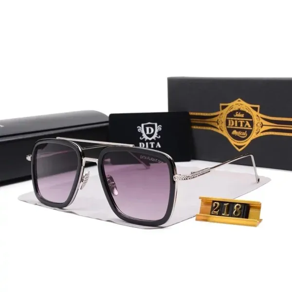 DITA Aviator Gold-Trim Black Sunglasses - 7