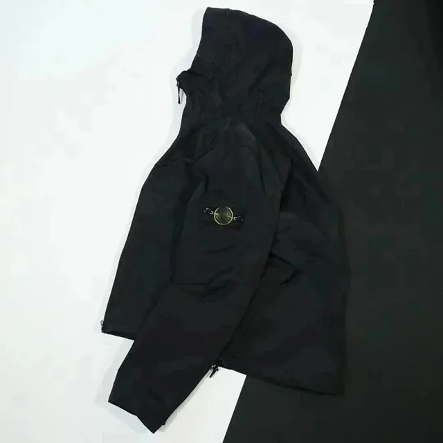 Stone Island Jackets Hooded zip jacket with compass sleeve badge product detail image 4